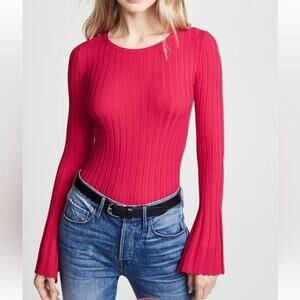 Bailey 44 Cossak Ribbed Bell Sleeve Sweater Hot Pink Size Medium